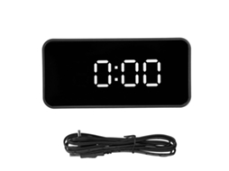 Despertador digital LED Baok-reloj com visor de temperatura e luz automática, espelho USB, preto para quarto.