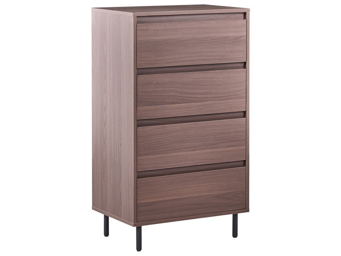 Cómoda De 4 Cajones Beliani Nikea De Mdf, Tablero De Partículas Marrón 60x40x104