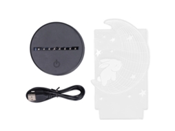 Luz de Mesa 3d Coelho Lua Led 7 Cores Toque Usb Decorativa