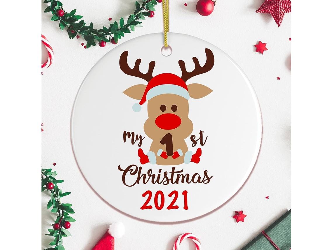 Meu Primeiro Enfeite de Cervo para Bebê de Natal de 2021