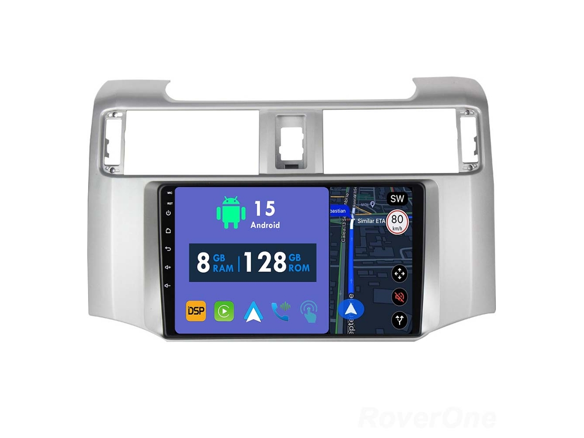 Auto Rádio Carro Bluetooth Autoradio 8GB RAM 128G ROM CarPlay Navegação GPS Ecrã Táctil RoverOne para Toyota 4Runner 5 N280 2009-2020  