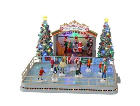 Objeto De Decoração Lemax Pista De Patinação Christmas Grove Branco Interior 17x25x32 Cm