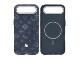 Capa Para Celular Em Fibra De Aramida Para Iphone Air - Azul Com Texto