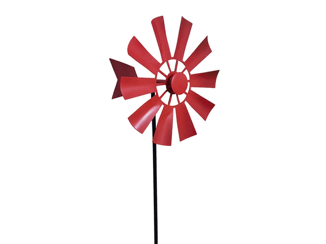 Rebe adorno de Jardim Molino de Vento de Ferro Forjado Giratório Ornamental Paisagismo Rojo