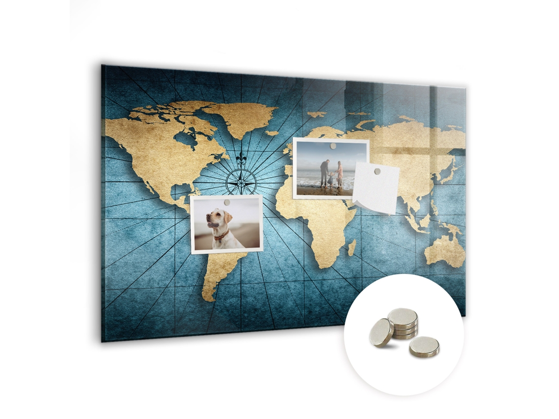 Quadro Magnético De Parede Mapa Mundo 3d Para A Sala De Estar Espelharte (60x40 Cm)
