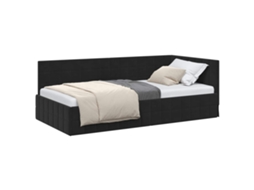 Cama De Solteiro | Camas Para Quarto | Estrutura De Cama De Canto Preto 100 Cm X 200 Cm Veludo