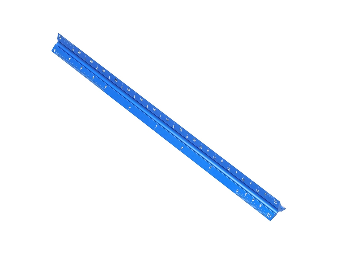 Régua de escala arquitetônica, medidas imperiais, régua triangular de 30,5 cm e 12 pollegadas, em alumínio com gravação League.