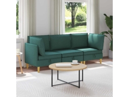 Vidaxl Conjunto De Sofá Modular Com Armazenamento 3 Unid. Verde-escuro