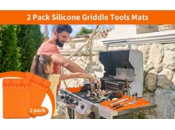 Tapetes Silicone Para Grelha Acessórios Bbq Laranja Conjunto 2