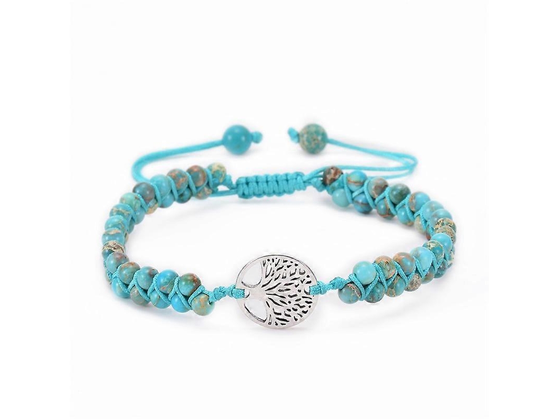 Árvore Da Vida Pulseira De Pedra Natural Tecida Dupla Camada Turquesa Pulseira De Cristal Yoga Beads Pulseira Nostalgia88