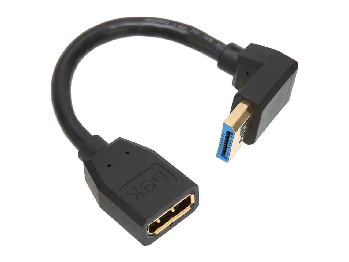 Cabo Extensão Displayport 1.4 de 90 Graus, Macho a Hembra, 8k 60hz, 4k 144hz, 0,15 M | S/MARCA