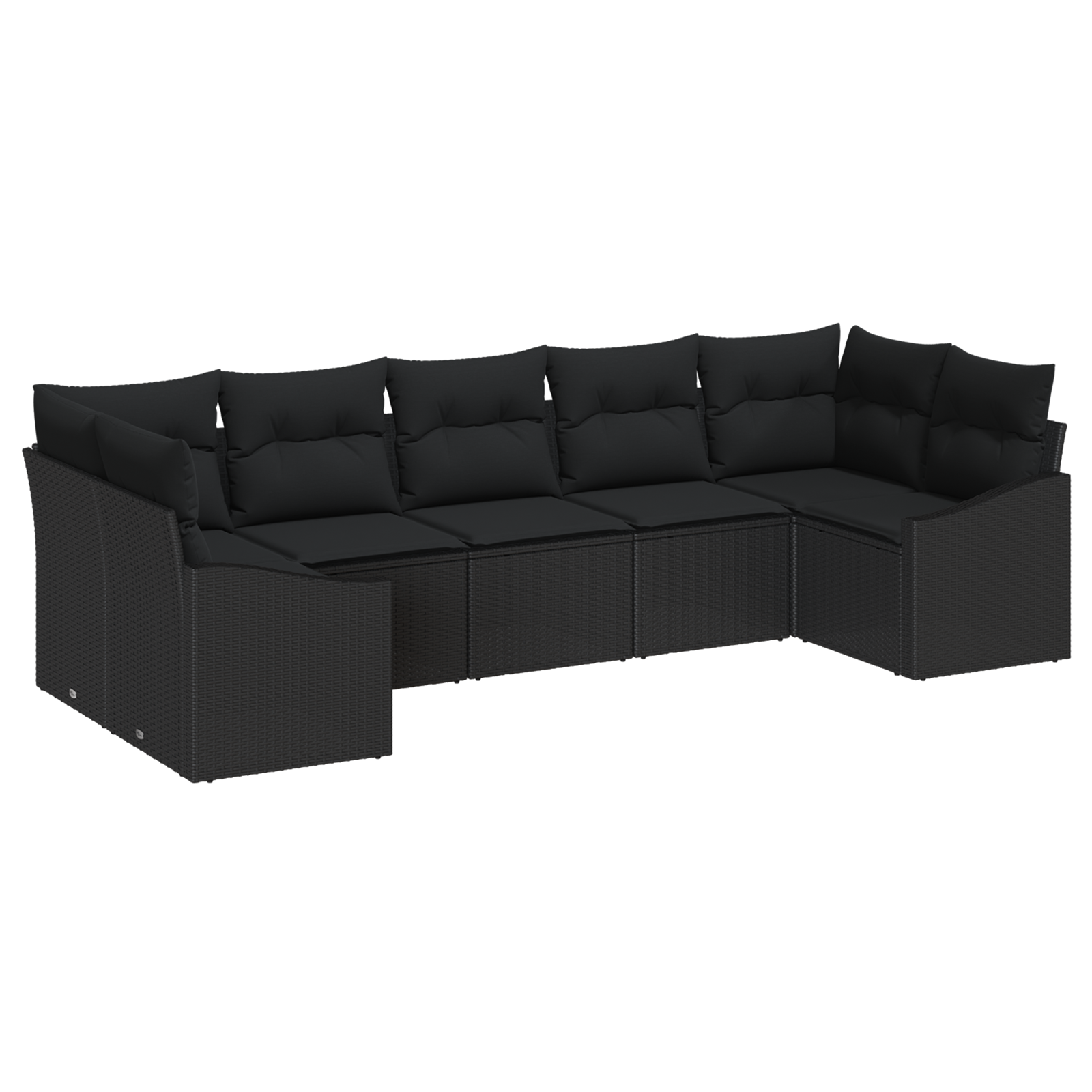 Conjunto 7 Conjunto De Sofá De Jardim Vidaxl Preto Vime Pe (289 X 123,5 X 85 Cm)