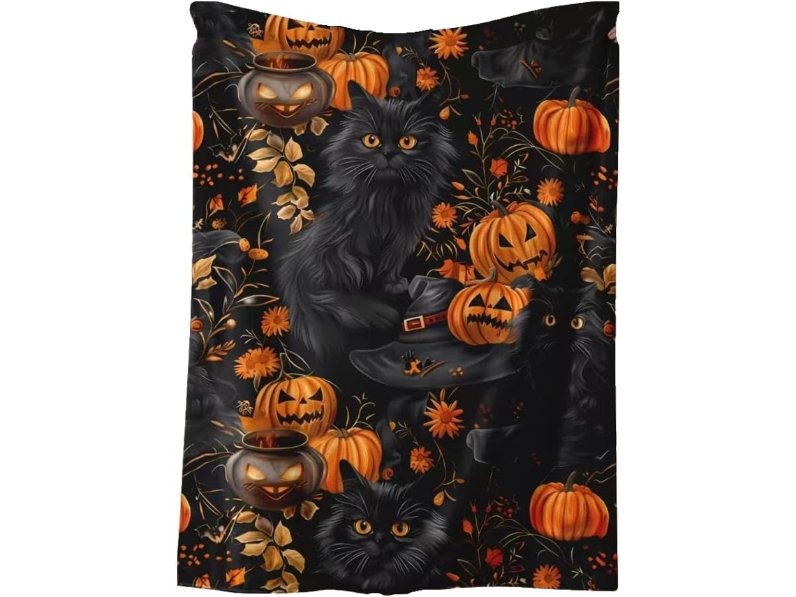 Manta Retrô de Halloween Syjym para Sofás Camas Carros Quartos Escritórios e Camping, Macio, Quente, Ideal Par