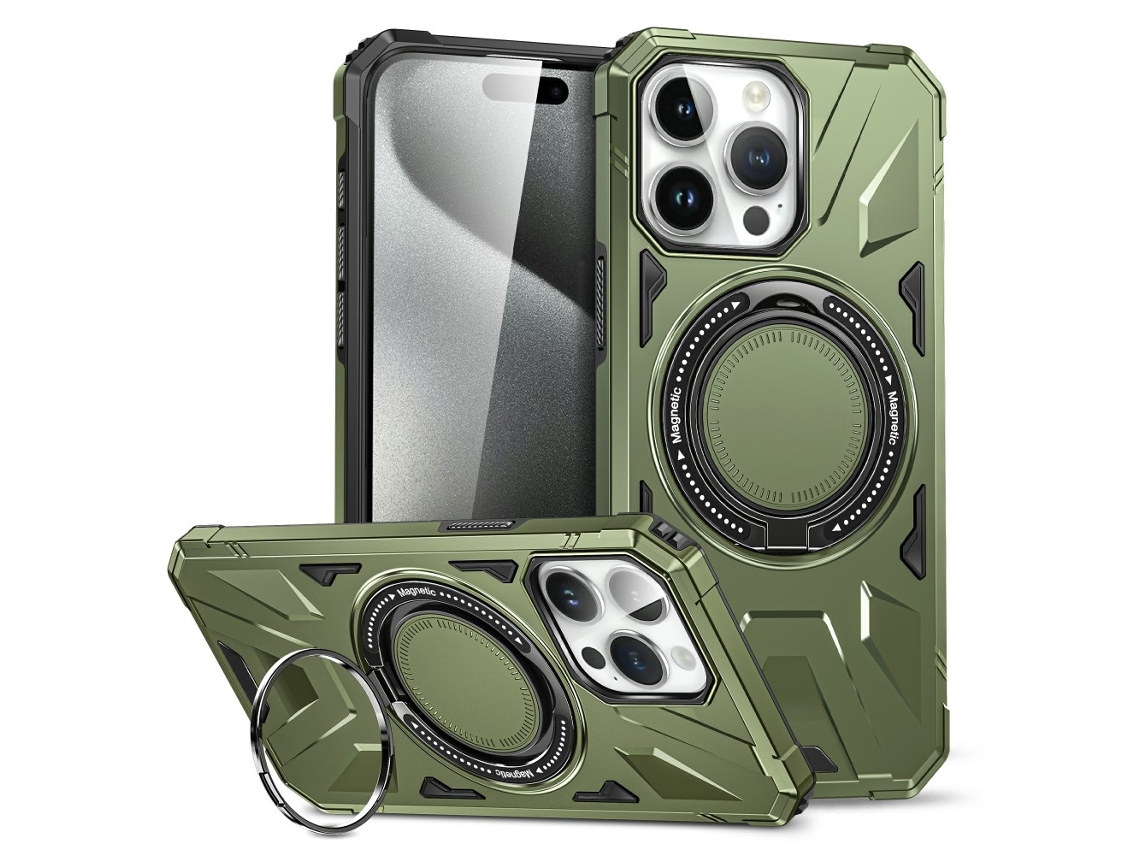 Suporte Casa Para Iphone 15 Pro Max Pele Sintética Verde