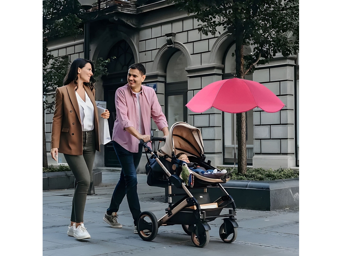 Guarda-sol Rosa Fúcsia Com Revestimento De Prata Para Carrinho De Bebê, Haste Flexível Universal Anti-raios Uv