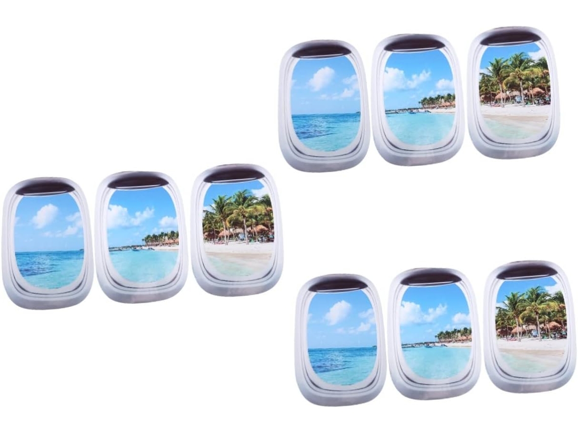 Conjunto De 3 Adesivos De Parede Resistentes Com Vistas Do Céu E Da Paisagem.