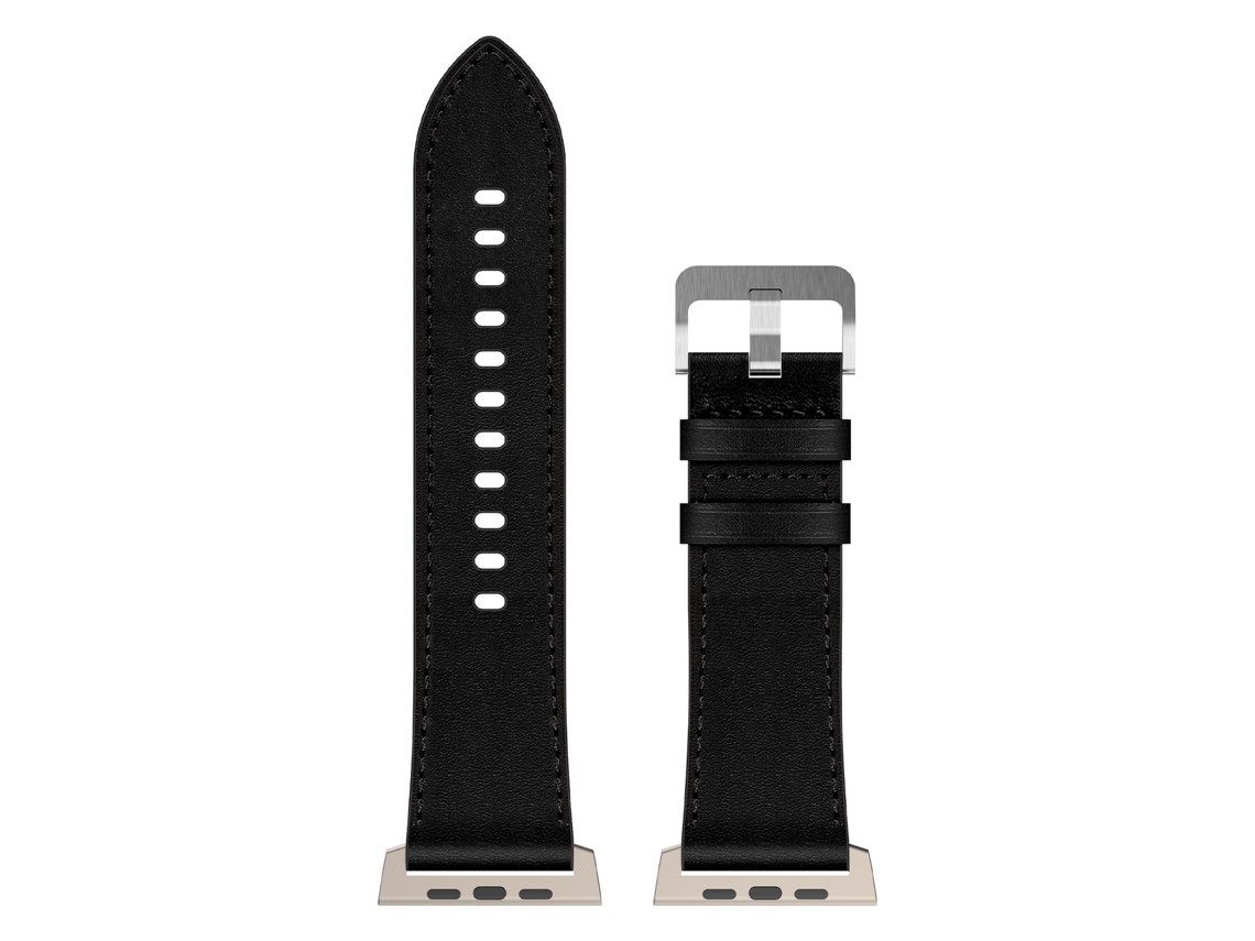 Bracelete para Apple Watch 44/45/46/49mm Couro Genuíno Preto XIAOMOYU