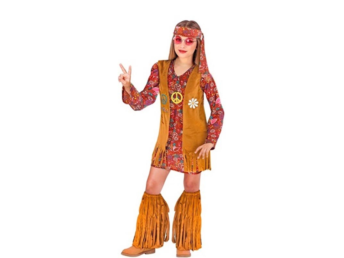 Traje hippie colete marrom para meninas e adolescentes