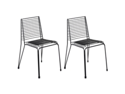 Conjunto De 2 Cadeiras De Jardim Beliani Chieve De Aço Preto 49x57x80