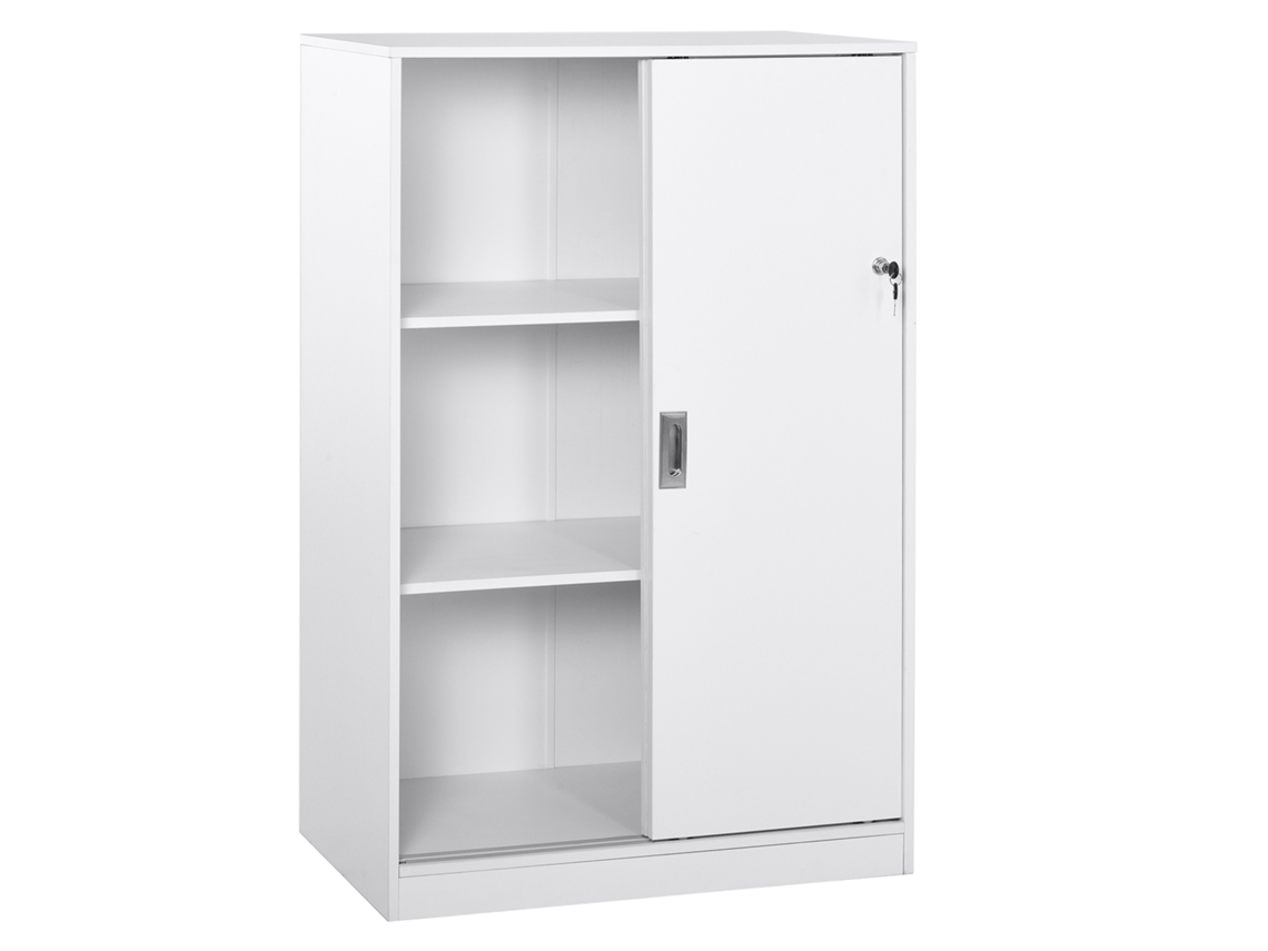 Armário de Escritório com 2 Portas Deslizantes e 3 Prateleiras S/MARCA (80x40x120 cm) branco