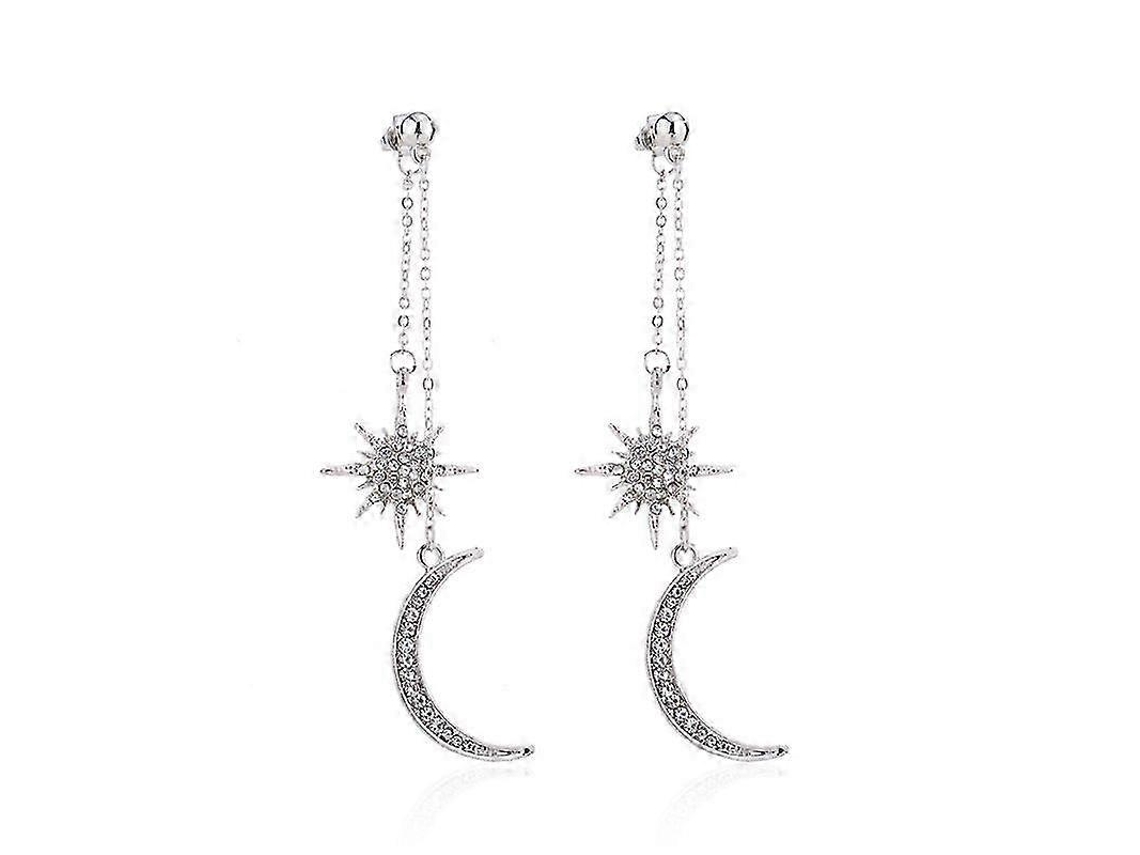 Brincos Pendentes Com Lua, Estrelas E Sol, Design Moderno, Para Mulheres E Meninas