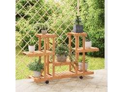 Vidaxl Suporte De Plantas Com Rodas 110x25x78 Cm Abeto Maciço