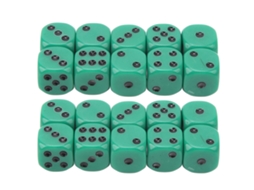 Business 20 Peças Dados de 16mm com Borda Arredondada 6 Lados para Jogos de Tabuleiro Matemáticos Verdes Pontos Pretos