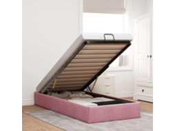 Otomano Bed Frame No Colchão Rosa 100x200 Cm Veludo