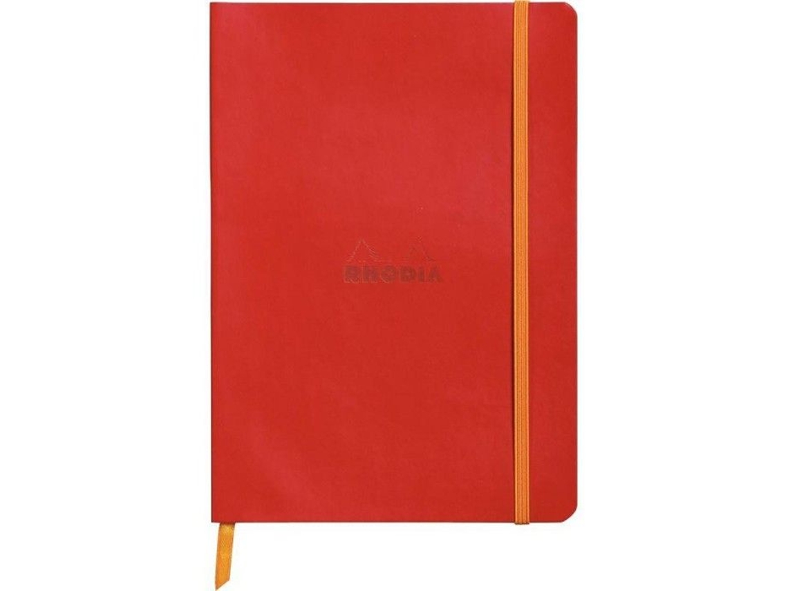 Caderno Macio Rhodiarama 160 Páginas Pautadas 14,8 X 21 Cm, Vermelho Papoula Brilvibera