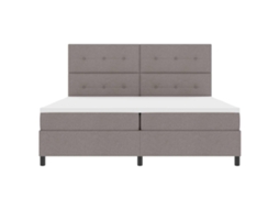Vidaxl Cama Box Com Fitas Led Cinzento-acastanhado 200 X 200 Cm Tecido
