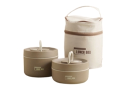 Conjunto De Recipientes Para Almoço Isolados Portáteis, Combinação De Várias Camadas, Lancheira Para Piquenique, Marrom Aquaforge
