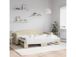 Sofá cama con cajón 80x200 cm Tejido crema