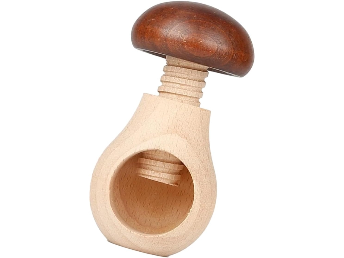 Quebra Nozes Multifuncional Em Madeira Maciça Formato De Cogumelo, Com Cabo Ergonômico, Ferramenta Essencial Para