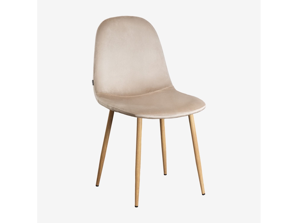 Sklum Pack De 2 Cadeiras De Jantar Glamm Poliéster     Madeira Natural                  Velluto Castanho Trigo                               Veludo