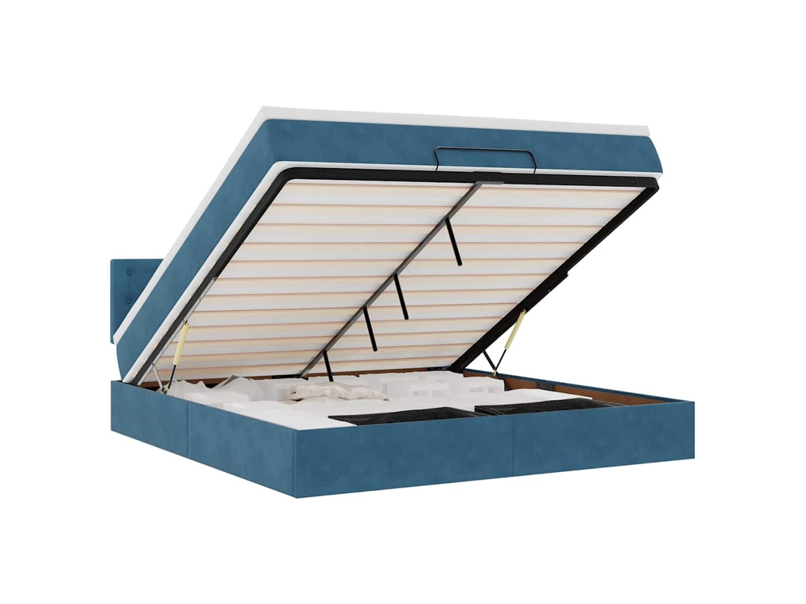 Ottoman Bed, Ottoman Beds Vidaxl Azul Veludo (180 X 200 Cm)