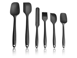 Nova Line espátula de Silicone, Conjunto de Ferramentas de Cozinha, Silicone Alimentar, 6 Peças, Preto