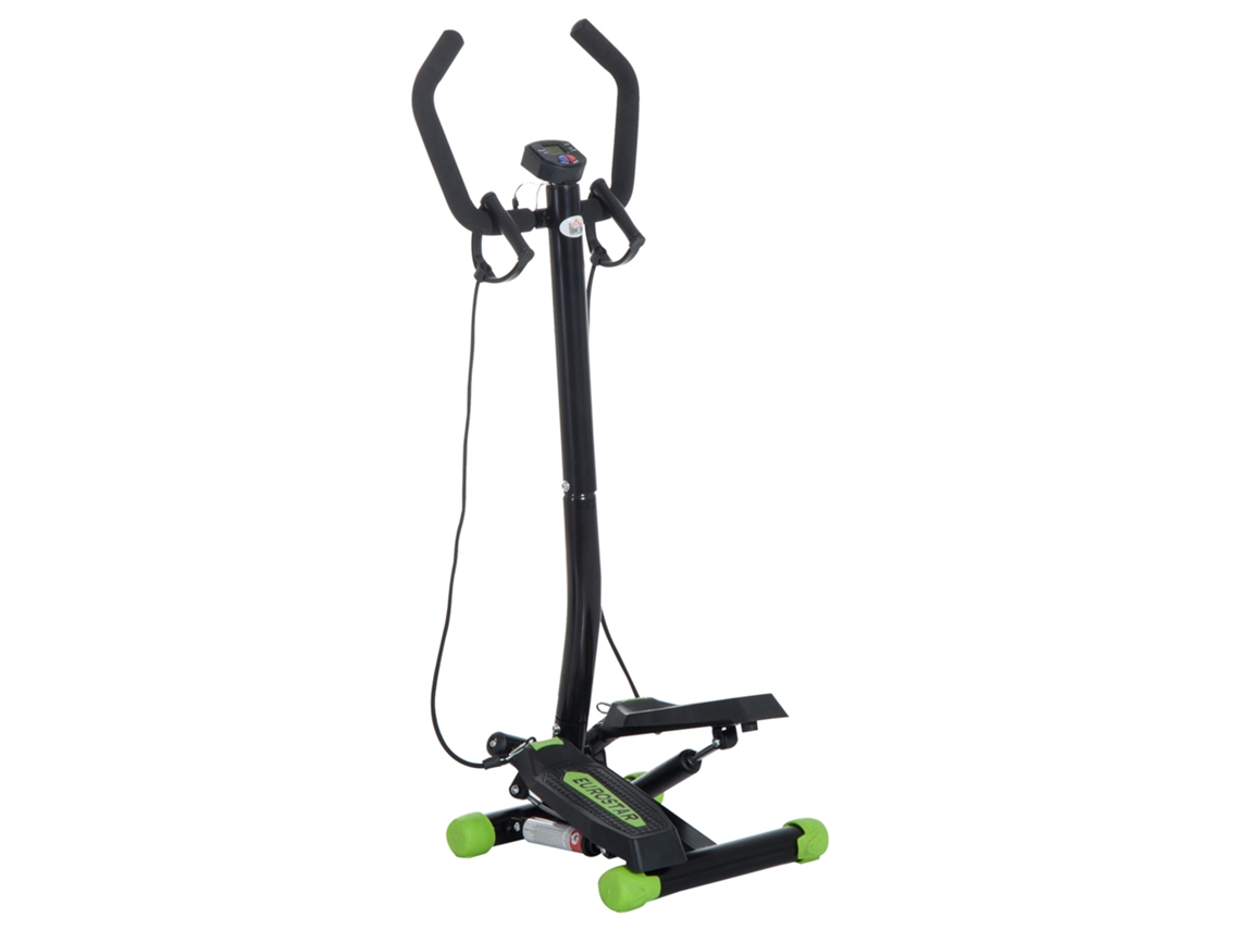Aparelho De Exercícios Stepper Com Guidão, Tela Lcd, Correias E Pedais Antiderrapantes, 40x40x118cm, Preto