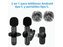 (dois Conjuntos Type-c) Microfones De Lapela Sem Fio 2.4g Com Cancelamento De Ruído, Compatíveis Com Vários Dispositivos.