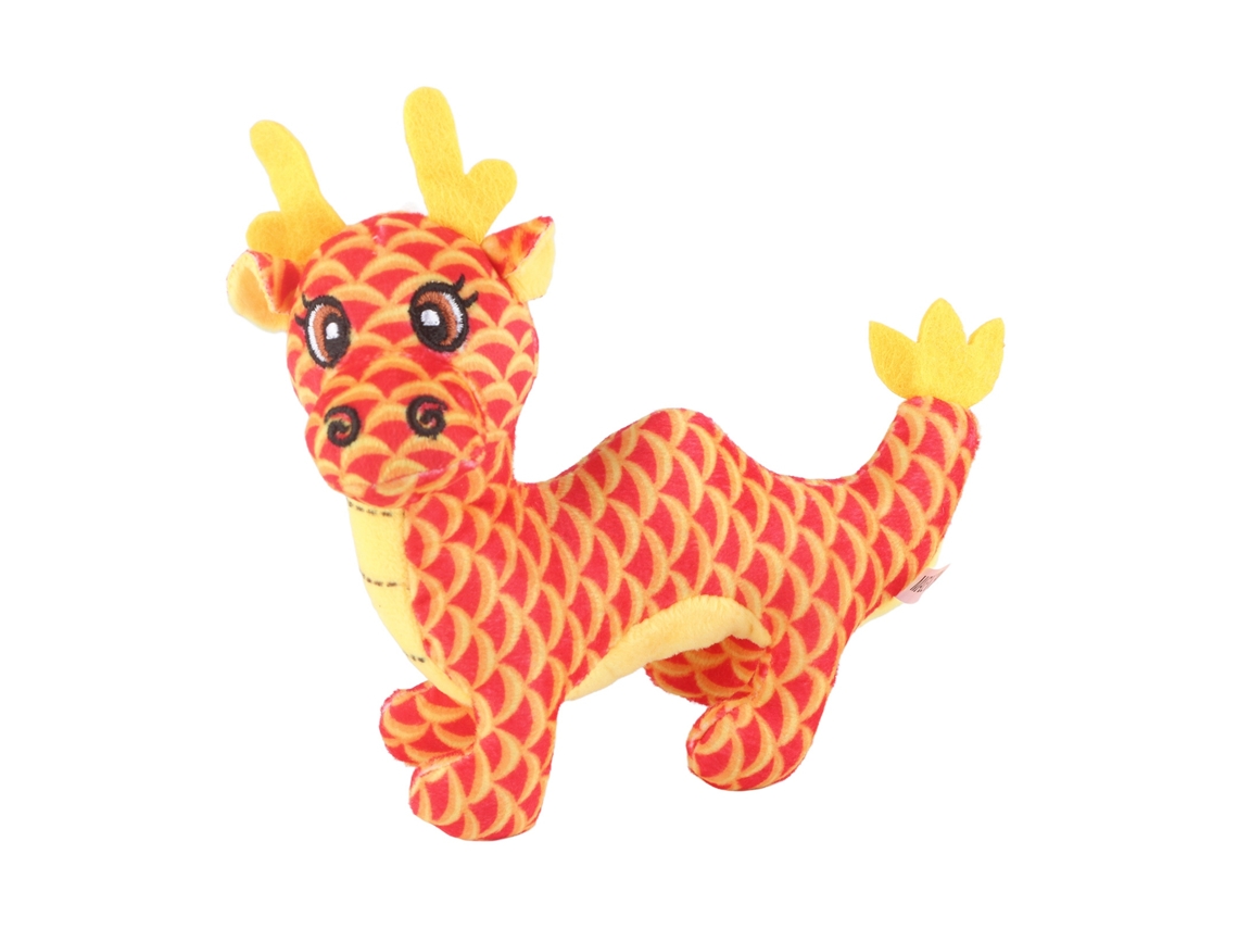 Mascote Dragão de Ano Novo Pelúcia Simulação Boneca Zodíaco Dragão Brinquedo Macio | S/MARCA