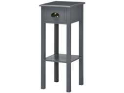 Mesa Lateral Moderna Com Gaveta E Prateleira 30x30x75 Cm Cinza