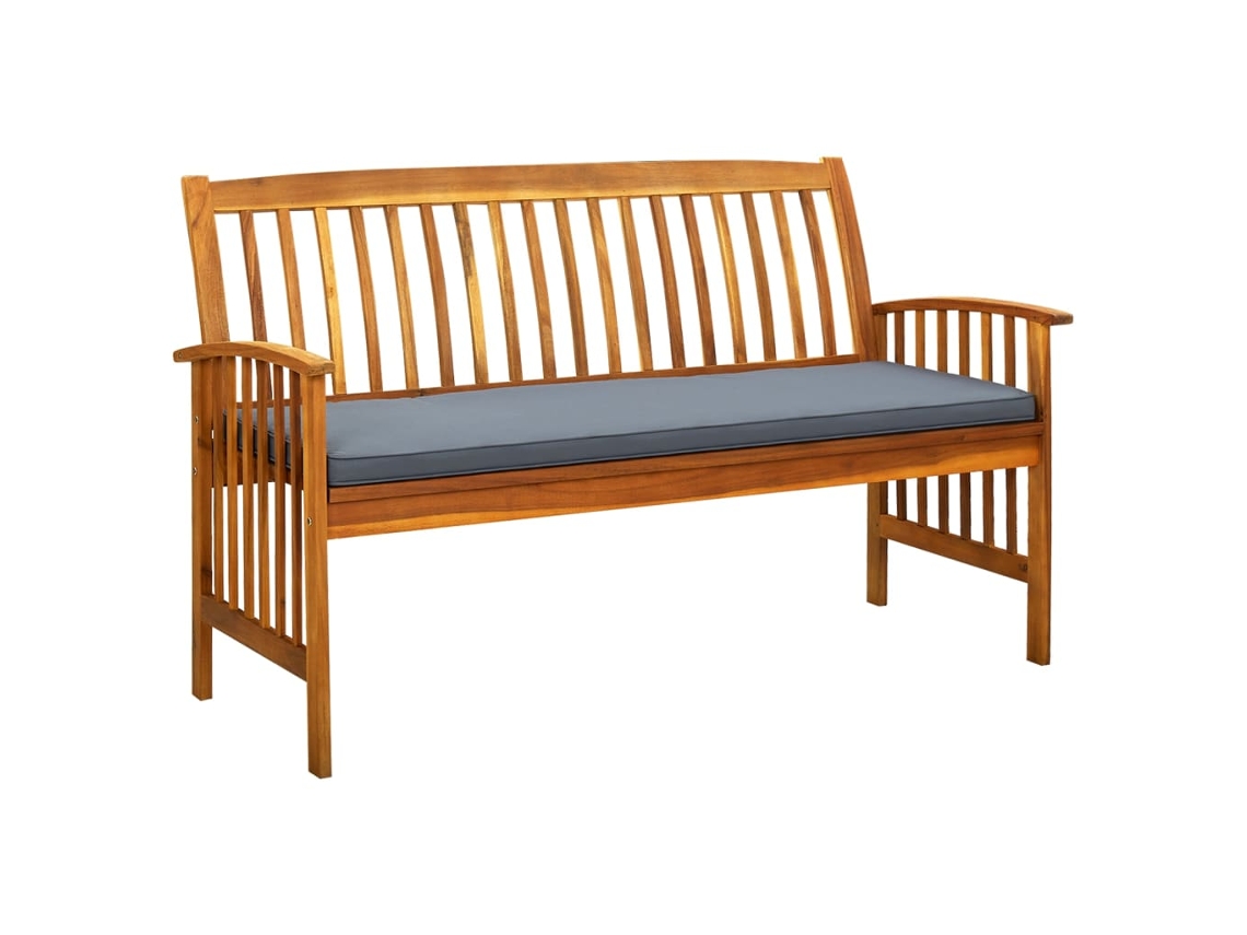 Vidaxl Banco De Jardim C/ Almofadão 147 Cm Madeira De Acácia Maciça
