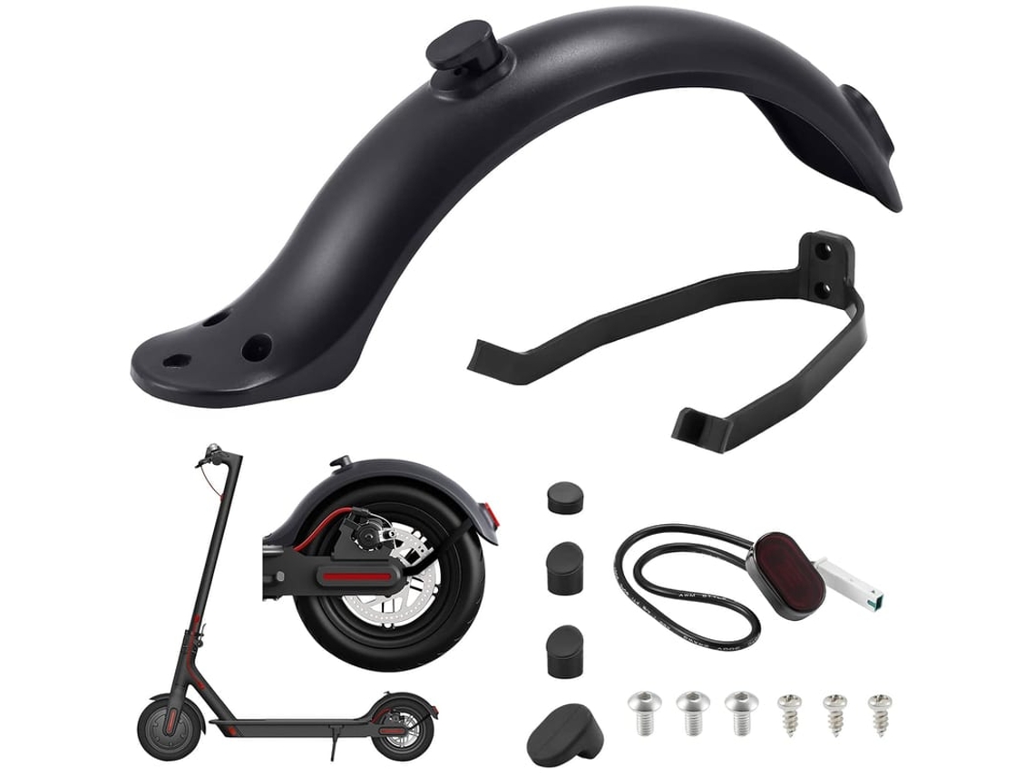 Suporte De Aba De Chuva Traseira Com Luz De Freio Para Xiaomi M365/m365 Pro Scooter Elétrico (preto) Com Parafusos E Tampas