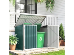 Cobertura De Lixeira Externa Em Aço Galvanizado Verde, Para 2 Latas, Com Portão Duplo E Sistema Pneumático, Medindo 180x108x130cm