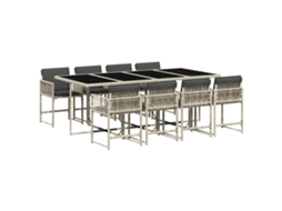 Conjunto de 9 Jantar para Jardim com Almofadões Cinzento Claro MAISON EXCLUSIVE