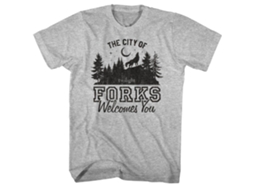 Unisex Adult T-shirt Rockinstone Twilight Movie The City Of Forks Gray Sizexxl