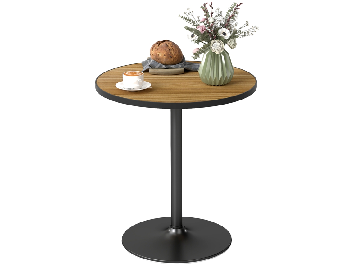 Mesa De Jantar Redonda, Com Aparência De Madeira De Carvalho, Design Compacto, Para 2 A 4 Pessoas