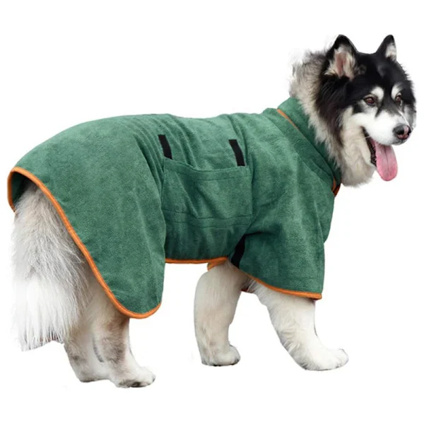 Roupão Absorvente, em Microfibra, para Cães, Secagem Rápida, Tamanho L, Verde AQUAFORGE