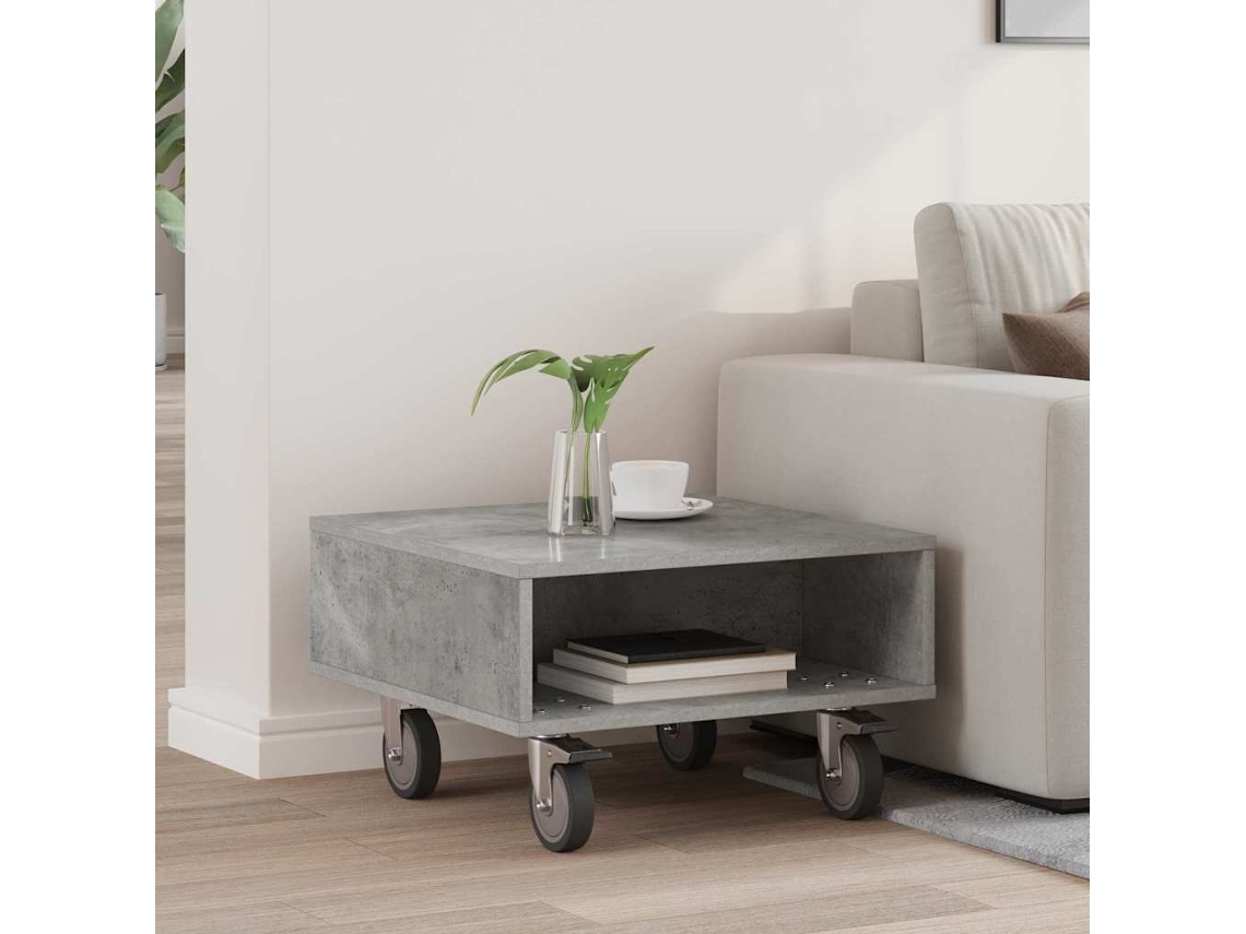 Vidaxl Mesa Lateral Com Rodas Cinzento 50,5 X 50 X 30 Cm
