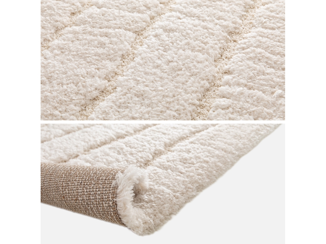 Tapete de Interior com Padrão Linear Creme SWEEEK