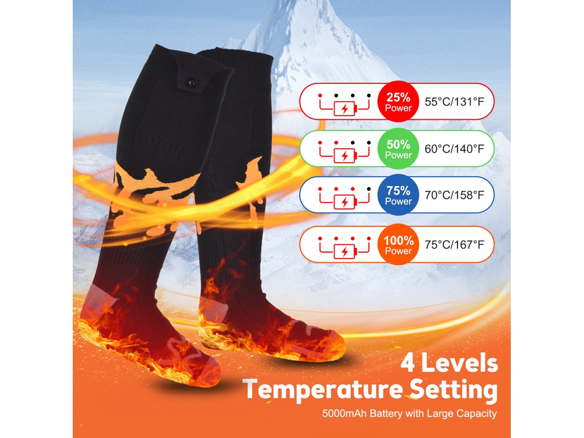 Meias De Aquecimento Laxiscreed Com Controle De Temperatura E Bateria De 5000mah Para Conforto Térmico